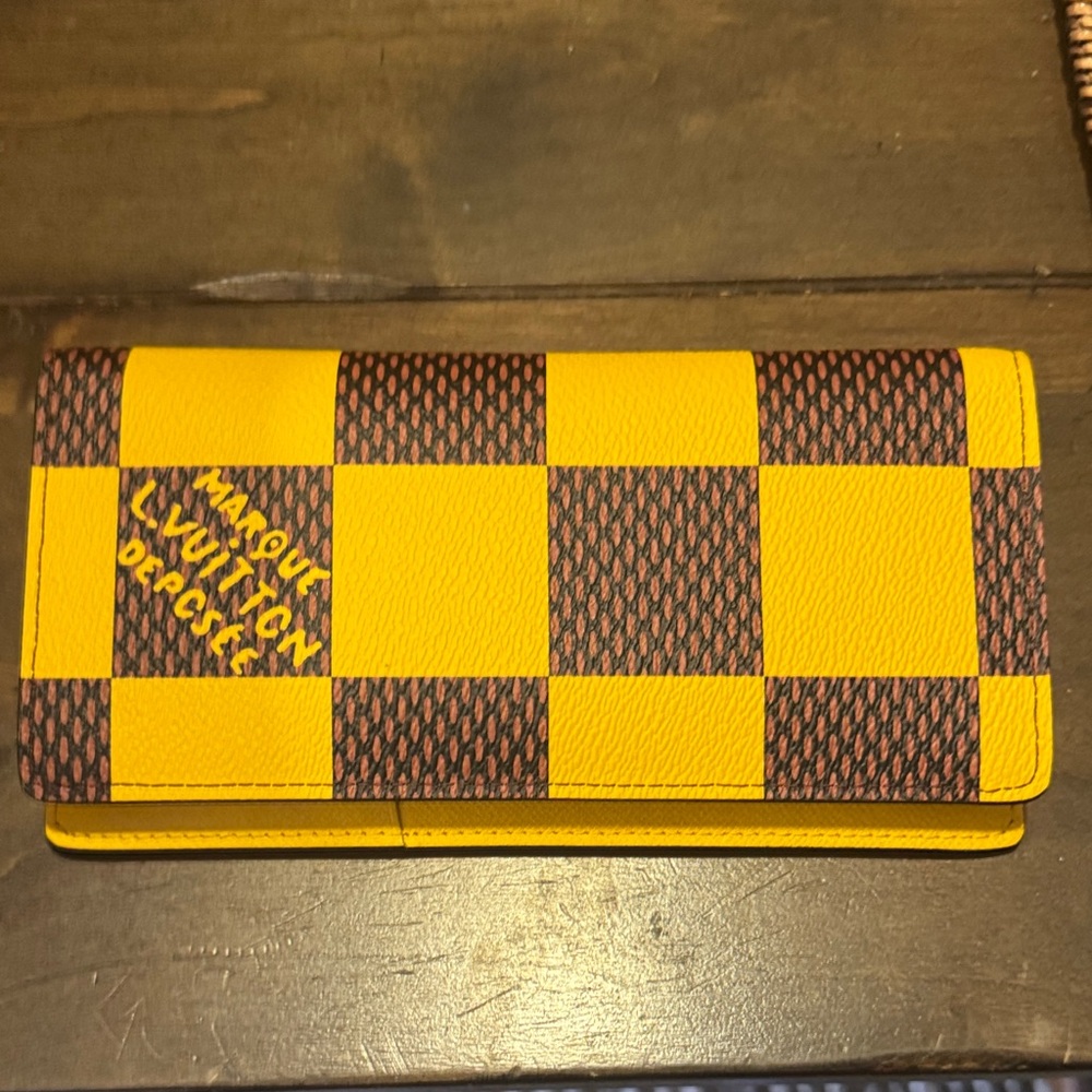 Louis Vuitton Yellow and Brown Checkered Wallet